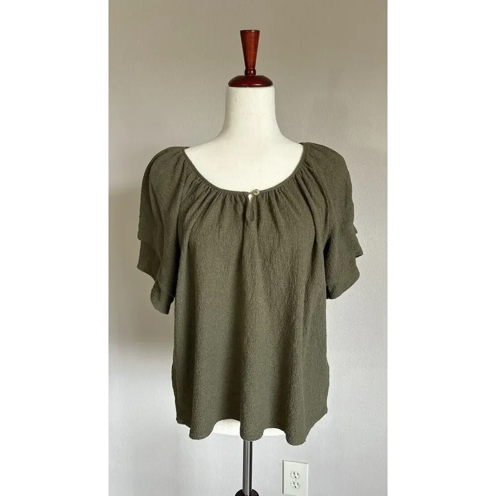 Olive Green Women's Top - Picture 9 of 11